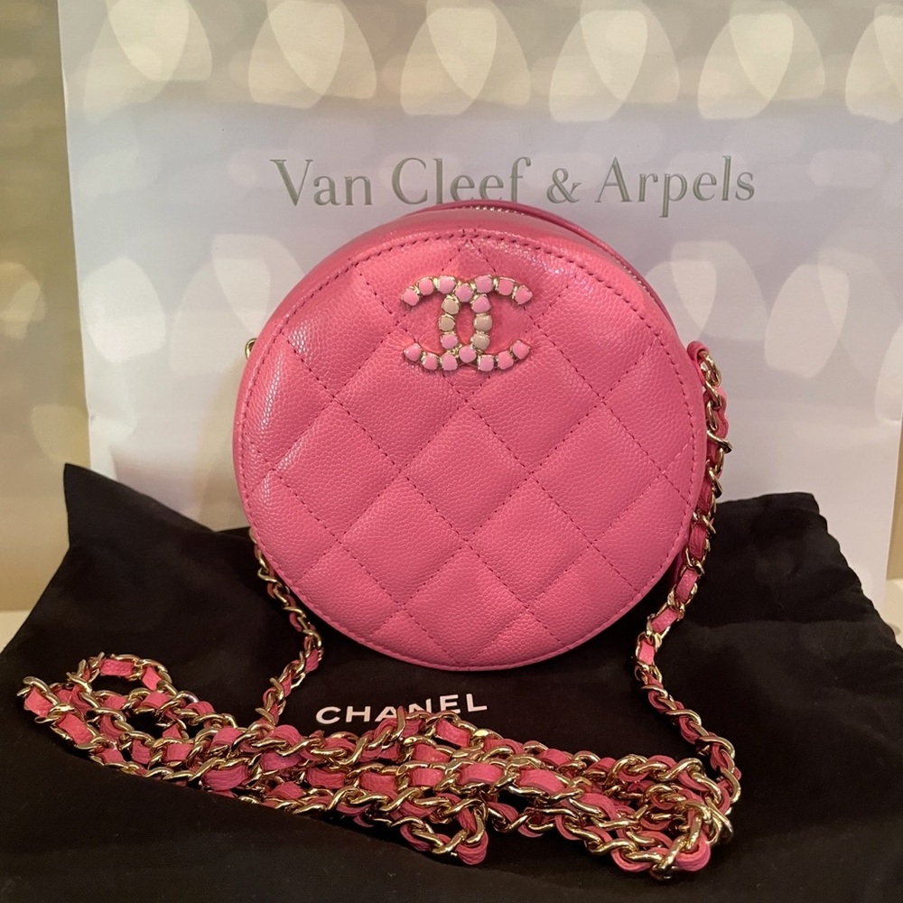 Chanel Pink Round Clutch Bag